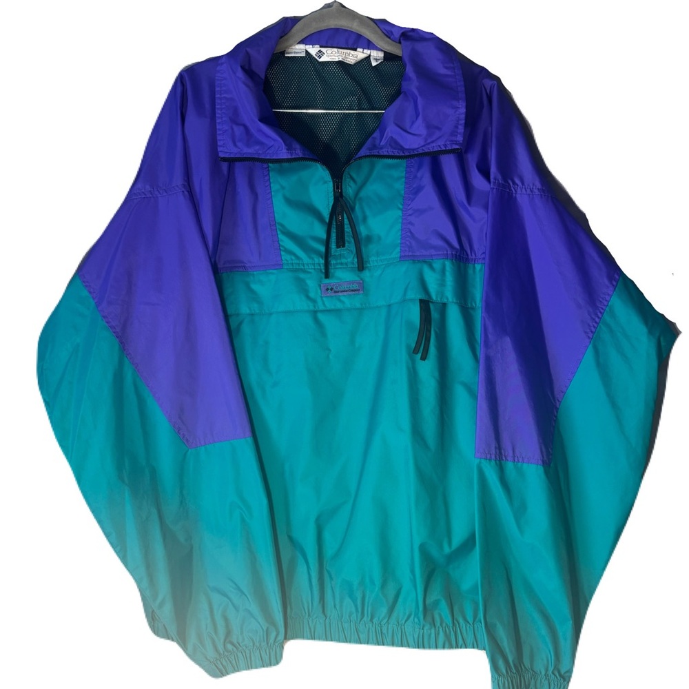 90s/80s Columbia Men's Vintage retro Colorblock Nylon Anorak Windbreaker